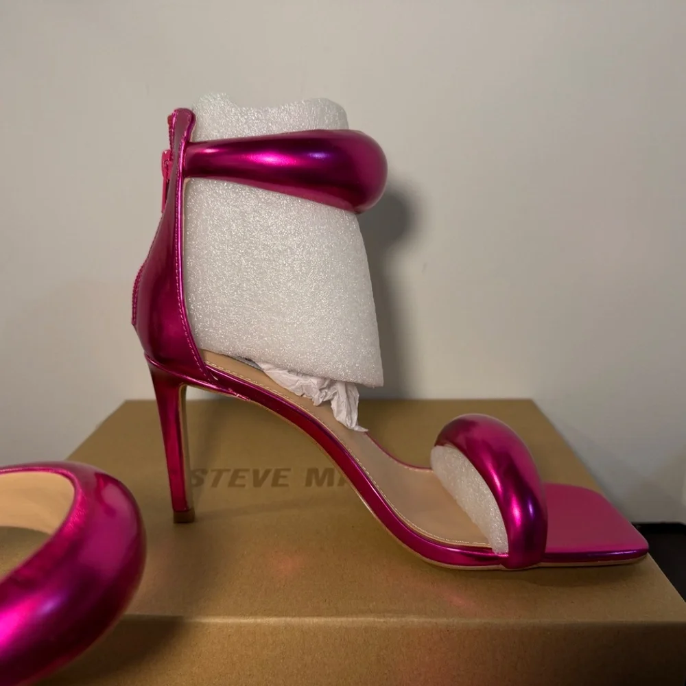 Steve Madden Partay Stilleto Sandals Heels Pink Metal Womens 7.5